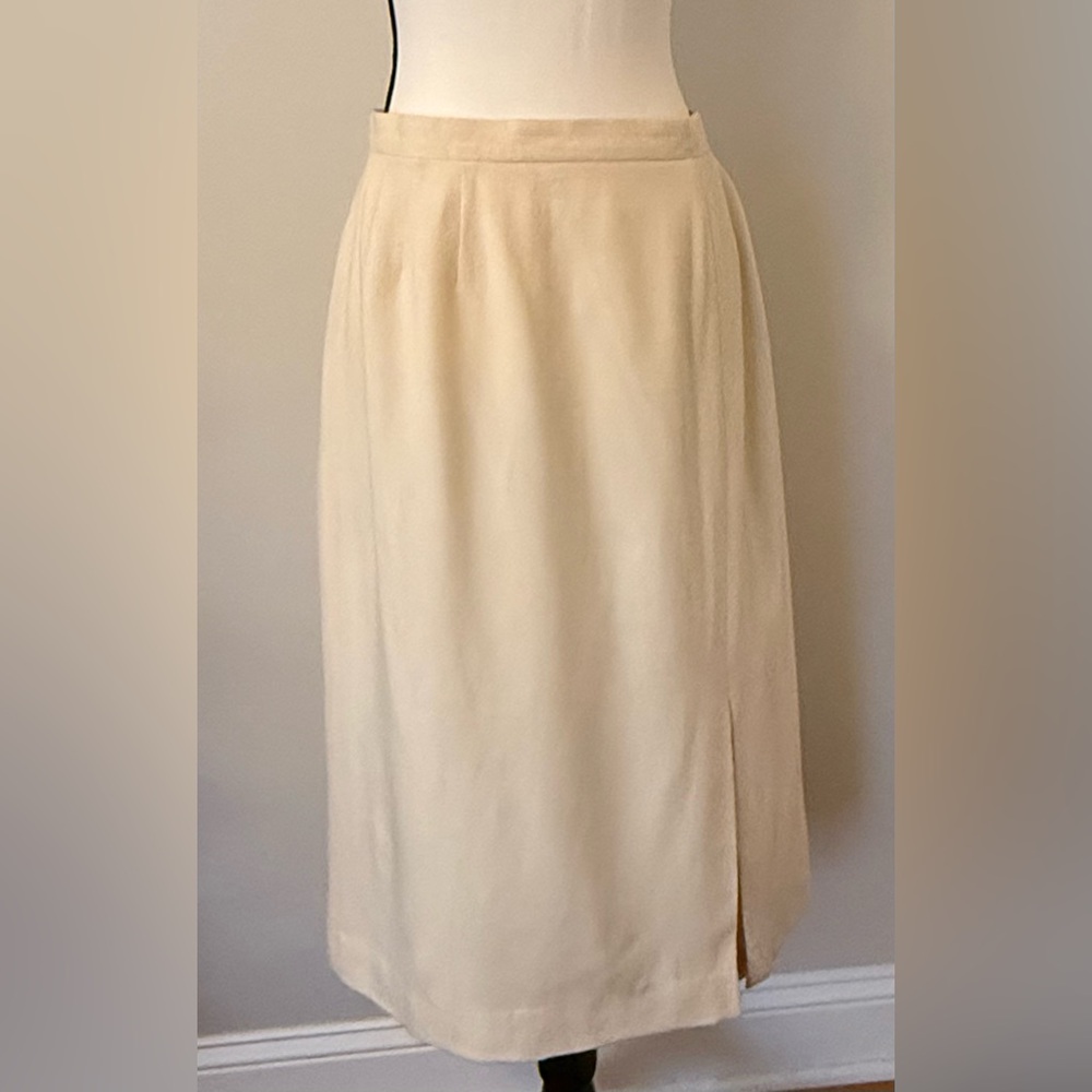 Nolan Miller Wool Cream Pencil Skirt